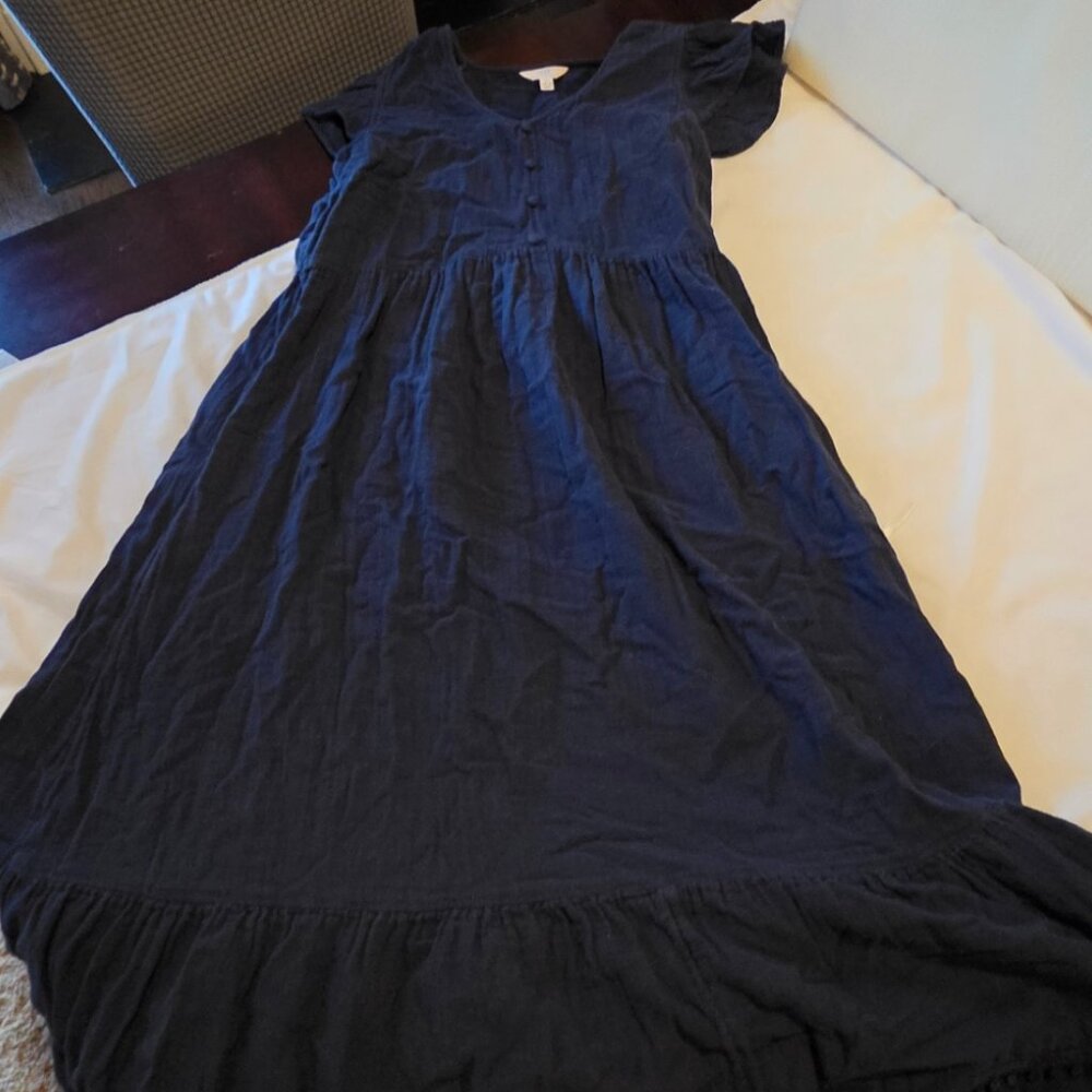 Little Black Dress Cotton Size 12 Large Lagenlook Flowy - Picture 8 of 15